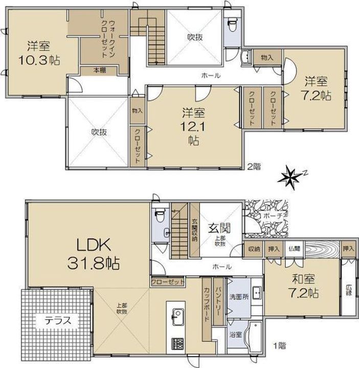 兵庫県芦屋市山芦屋町(一戸建)の賃貸物件の間取り