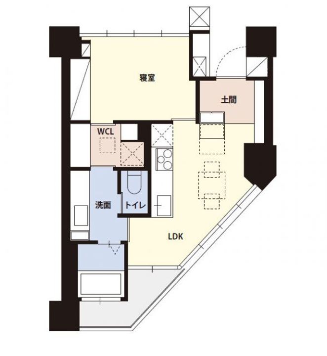 京都府京都市下京区西七条北衣田町の賃貸マンションの間取り