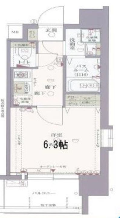 大阪府大阪市中央区上町1(マンション)の賃貸物件の間取り