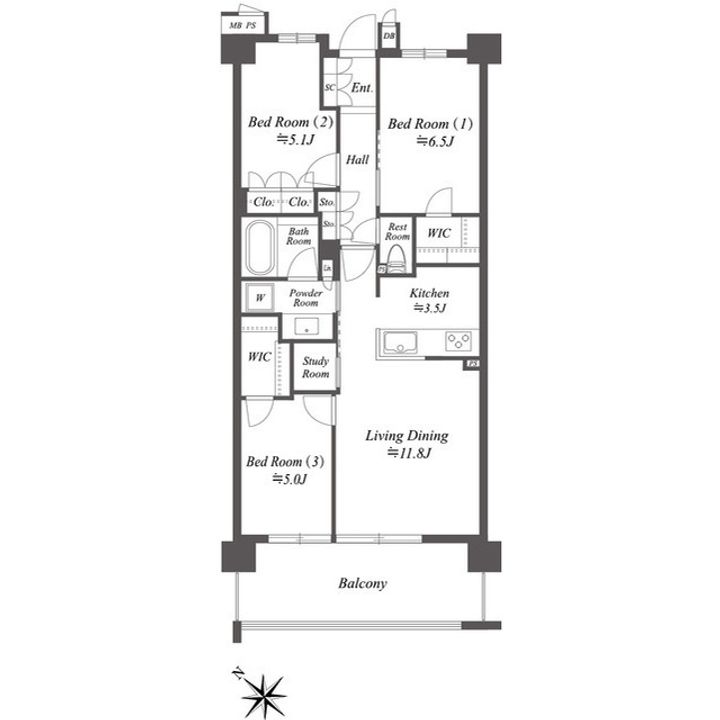 ザ・ケンジントン・レジデンス横濱片倉の間取り