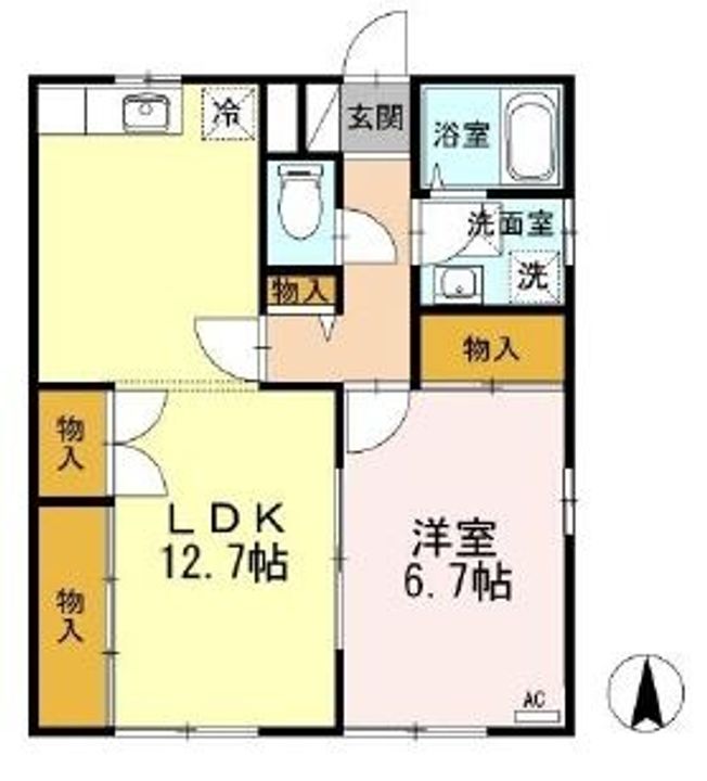 岡山県倉敷市粒浦(アパート)の賃貸物件の間取り