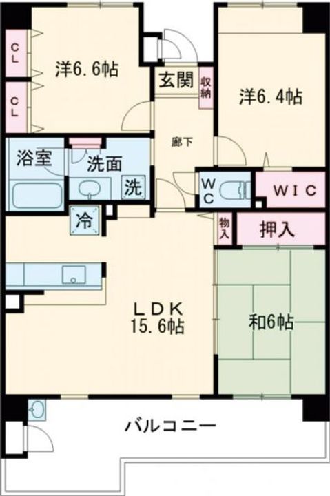 大阪府貝塚市福田(マンション)の賃貸物件の間取り