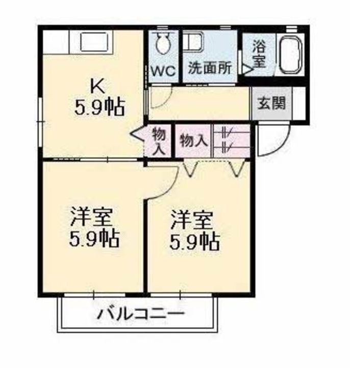 岡山県倉敷市福井(アパート)の賃貸物件の間取り