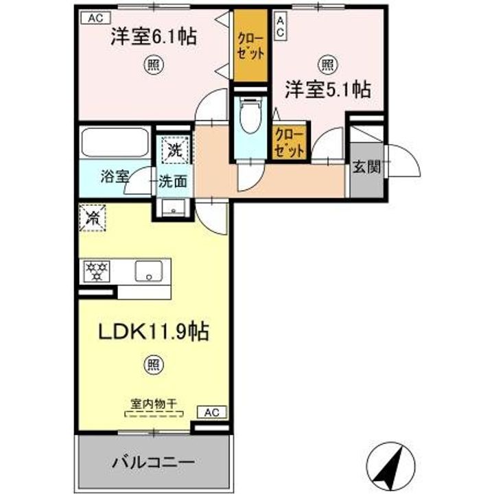 D-ROOM大小路プレミアム Iの間取り