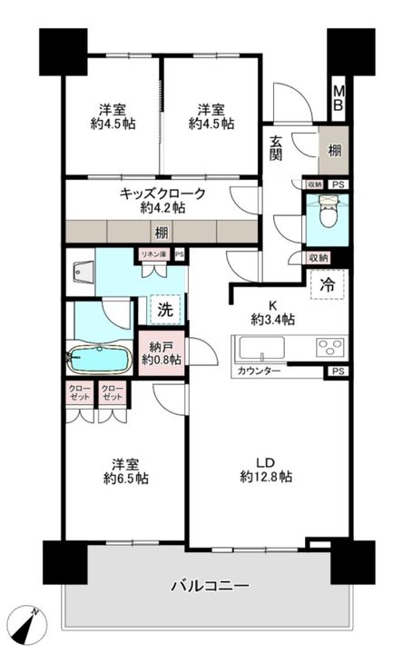 東京都日野市多摩平2(マンション)の賃貸物件の間取り