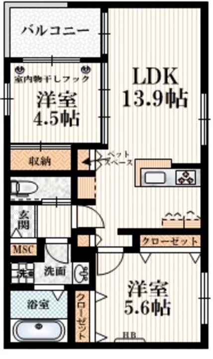東京都稲城市矢野口(マンション)の賃貸物件の間取り