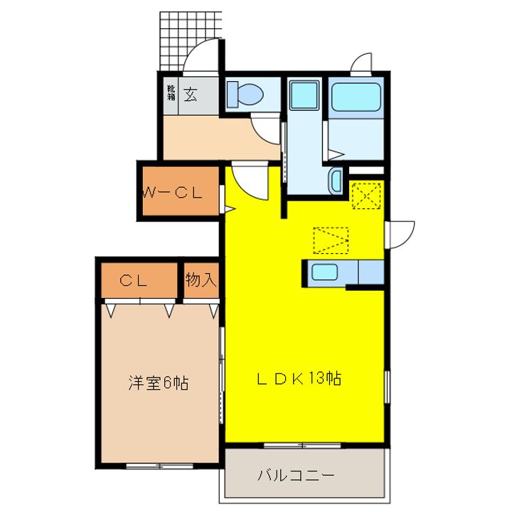 岐阜県大垣市大井1(アパート)の賃貸物件の間取り
