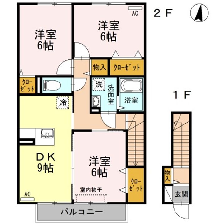 徳島県阿南市那賀川町上福井堂免(アパート)の賃貸物件の間取り
