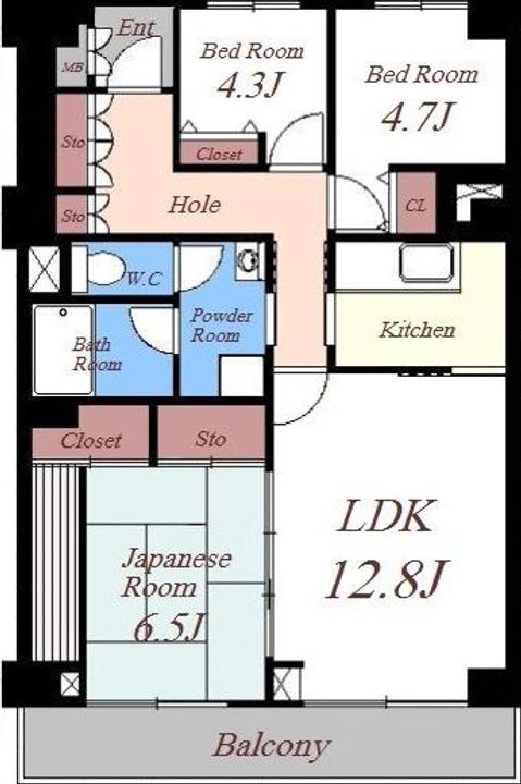埼玉県草加市草加4(マンション)の賃貸物件の間取り