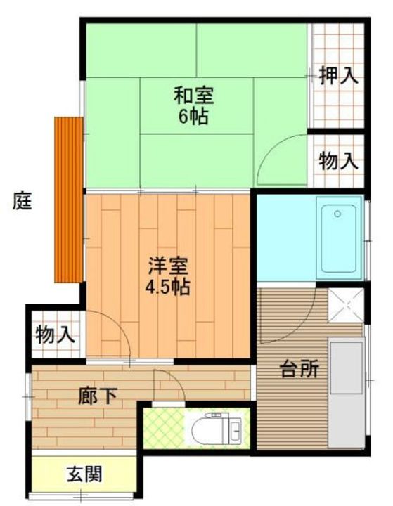 軽辺一ノ宮貸家の間取り