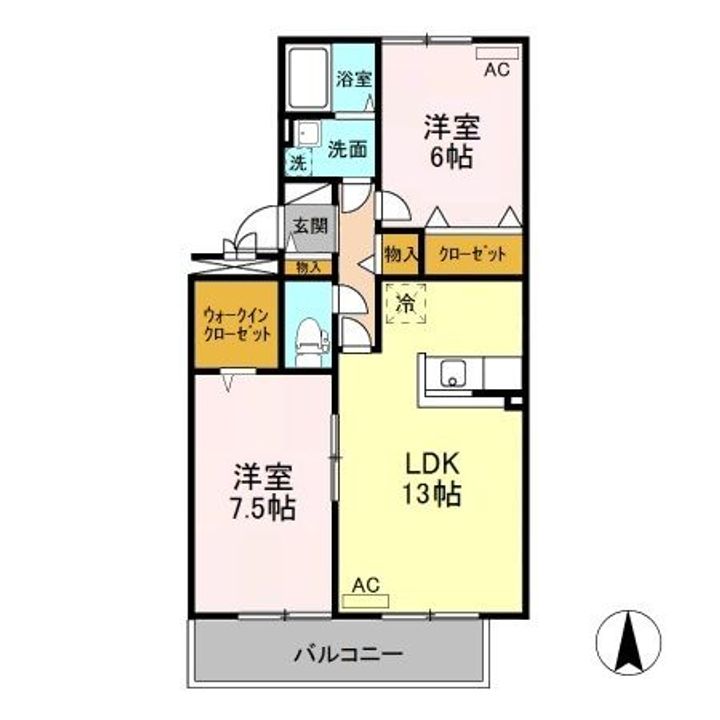 新潟県新潟市西区ときめき西1(アパート)の賃貸物件の間取り