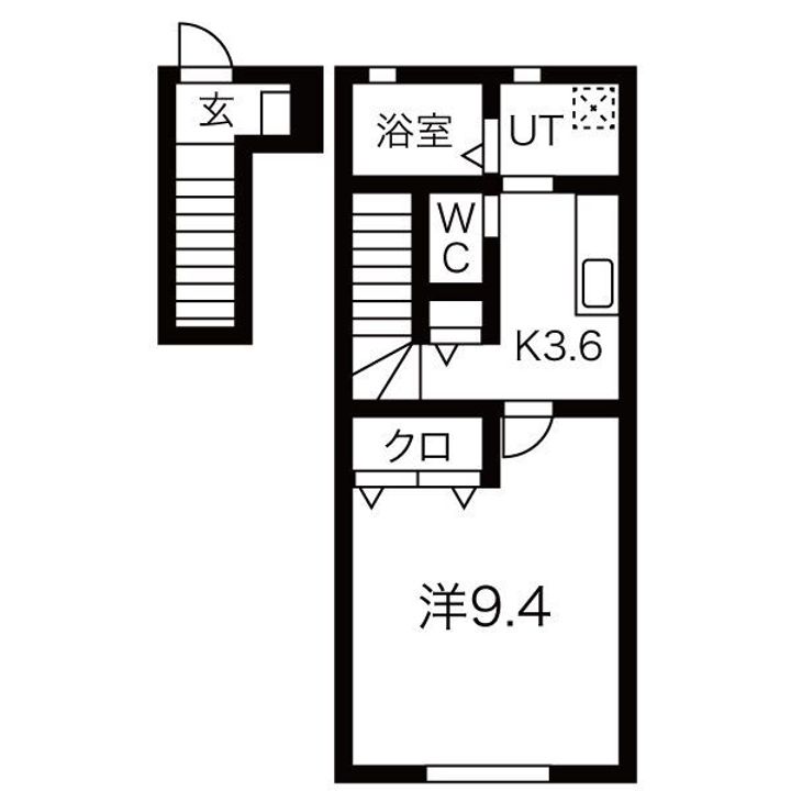 ワンリッチ金ヶ崎Bの間取り