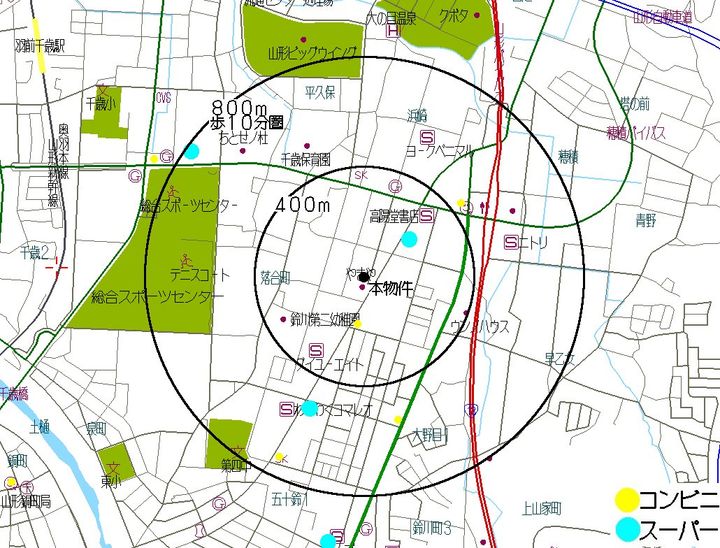 山形県山形市芳野(アパート)の賃貸物件の周辺