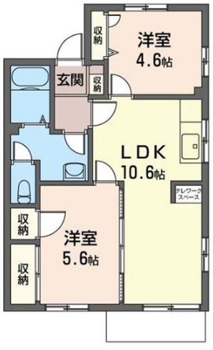 ヒルズサンシャインA 2LDK~47平米!の間取り