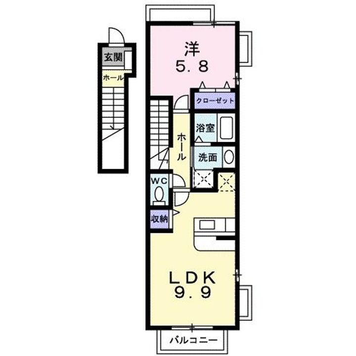 神奈川県相模原市中央区上溝(アパート)の賃貸物件の間取り