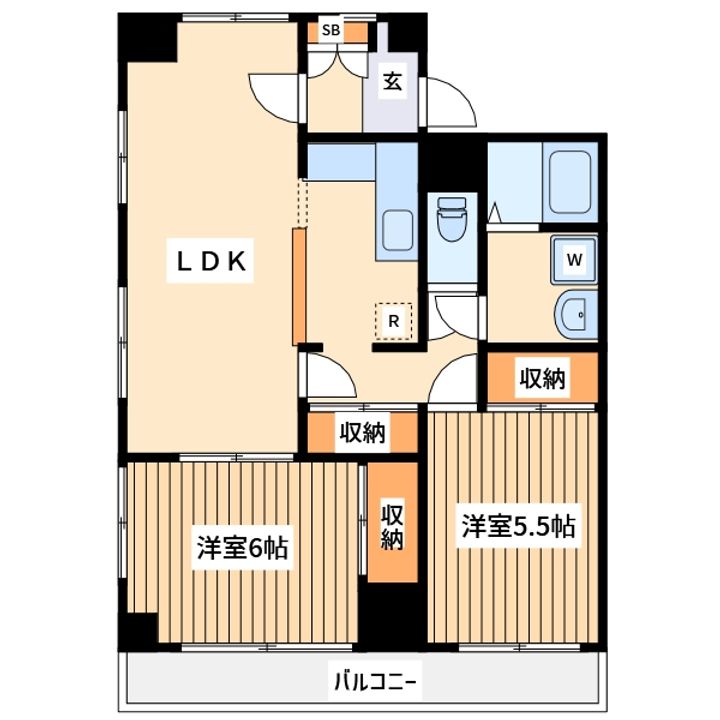 東京都国立市富士見台2(マンション)の賃貸物件の間取り