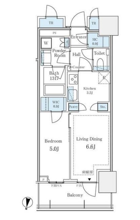 東京都新宿区西新宿5(マンション)の賃貸物件の間取り