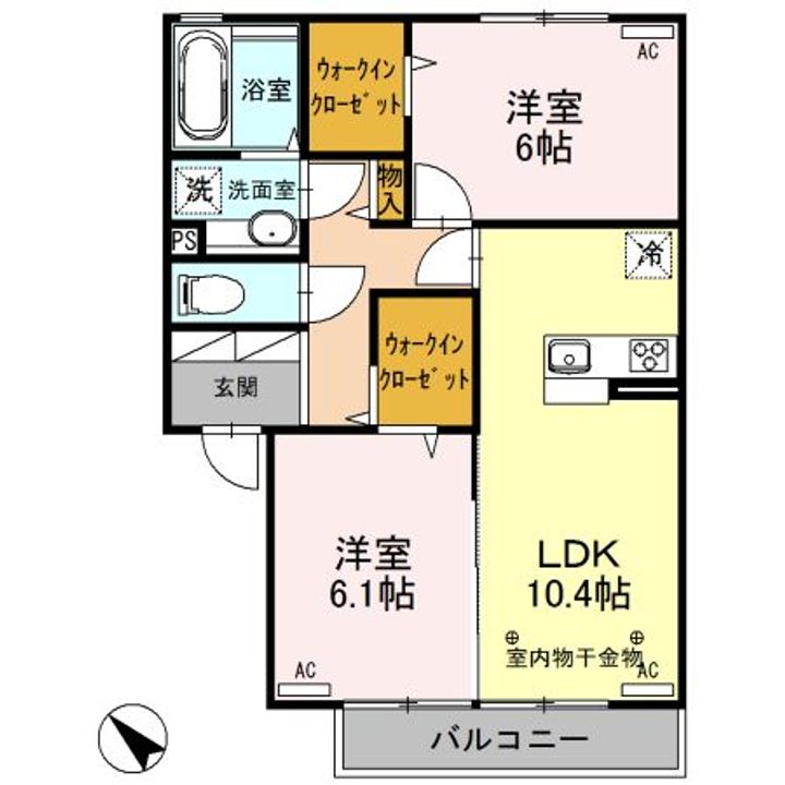 栃木県足利市堀込町(アパート)の賃貸物件の間取り