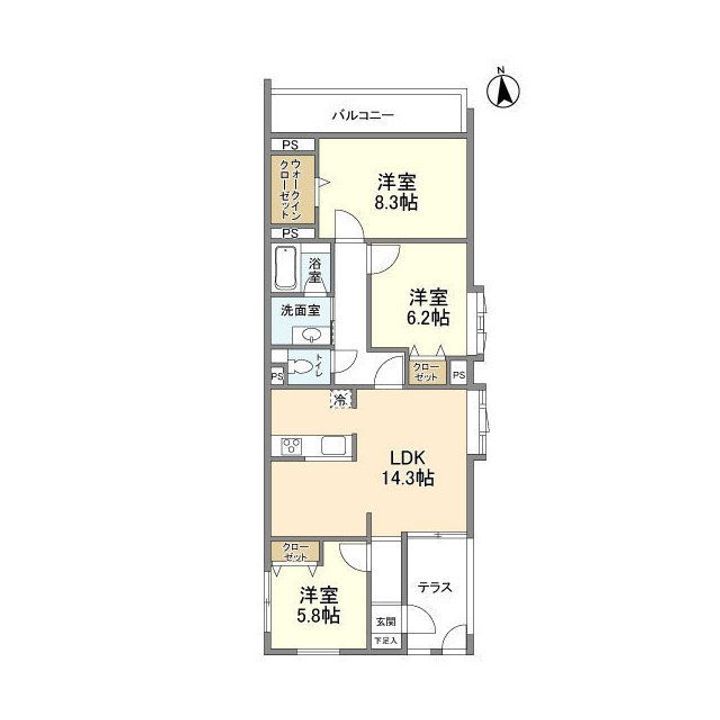 愛知県名古屋市西区城北町3(マンション)の賃貸物件の間取り