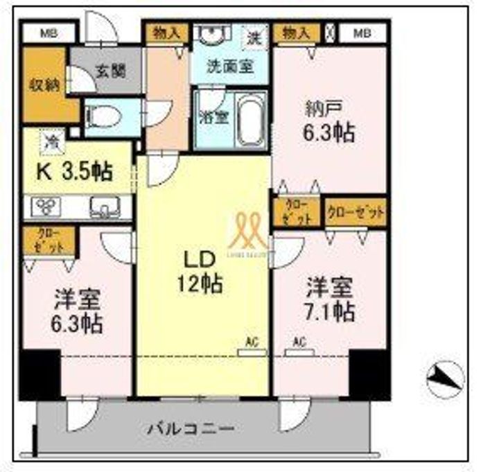 東京都足立区江北1(マンション)の賃貸物件の間取り