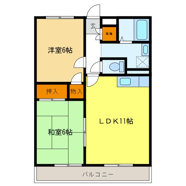岐阜県羽島郡岐南町徳田5(マンション)の賃貸物件の間取り