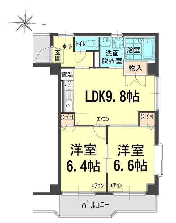 岡山県岡山市北区津島南2(マンション)の賃貸物件の間取り