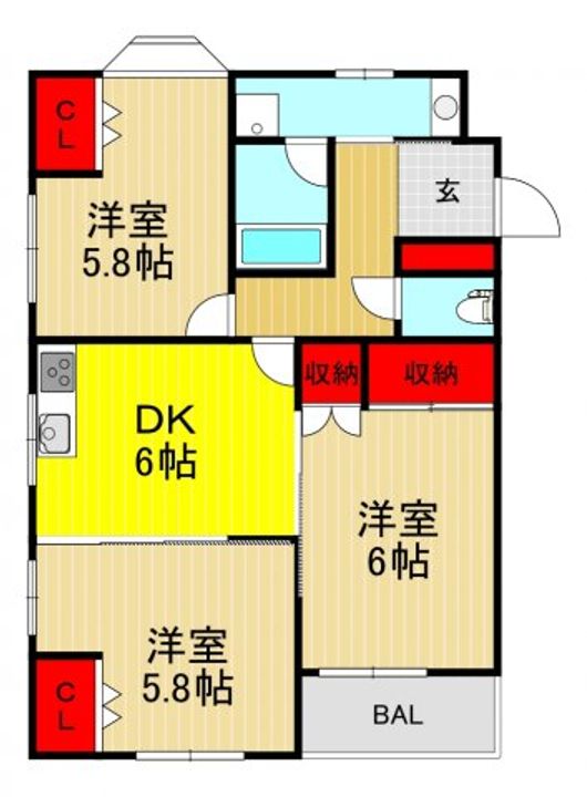 埼玉県戸田市喜沢2(マンション)の賃貸物件の間取り