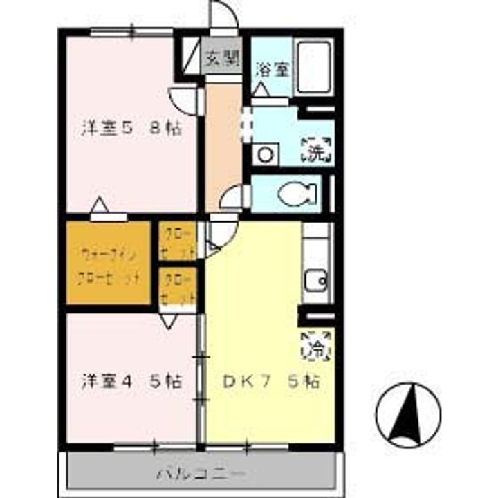 高知県高知市北御座(アパート)の賃貸物件の間取り