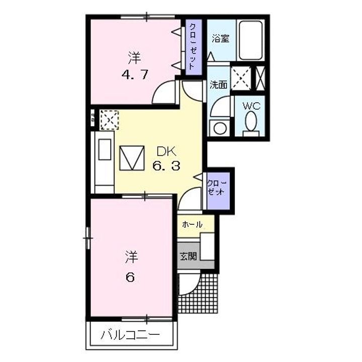 広島県三原市木原4(アパート)の賃貸物件の間取り