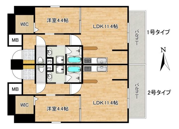 大阪府大阪市福島区玉川2(マンション)の賃貸物件の間取り