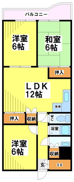 東京都調布市染地2の賃貸マンションの間取り
