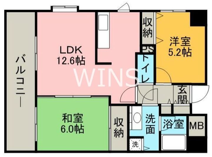 福岡県福岡市中央区荒戸2(マンション)の賃貸物件の間取り