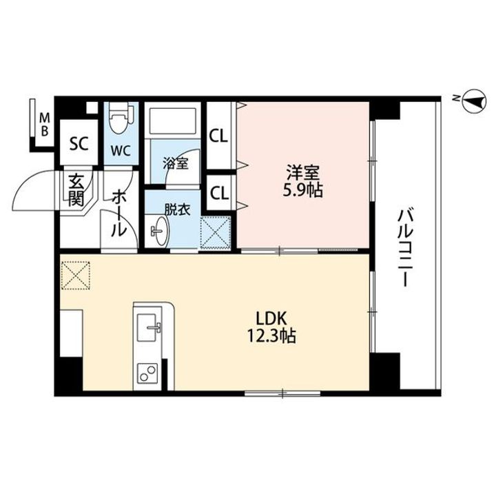 新潟県新潟市中央区紫竹山2(マンション)の賃貸物件の間取り
