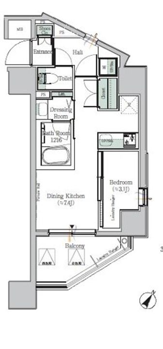 東京都江東区塩浜2(マンション)の賃貸物件の間取り
