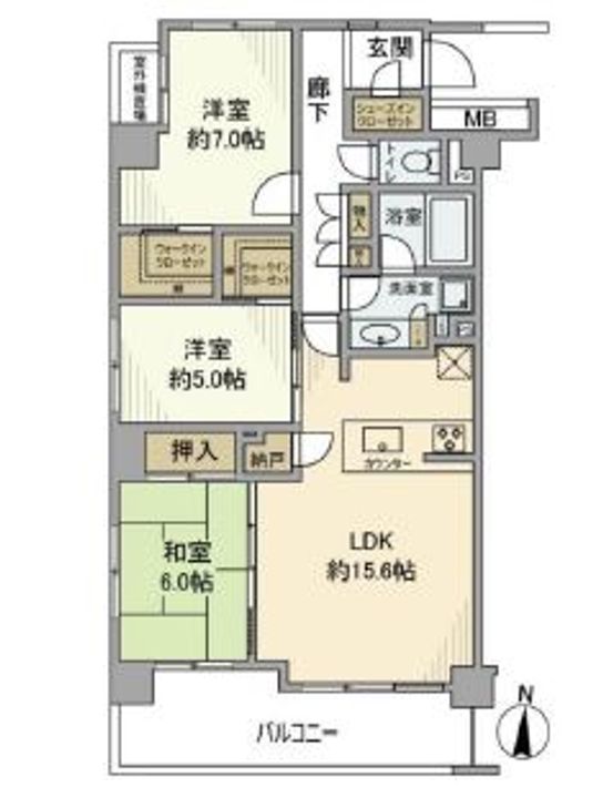 東京都国立市東4(マンション)の賃貸物件の間取り