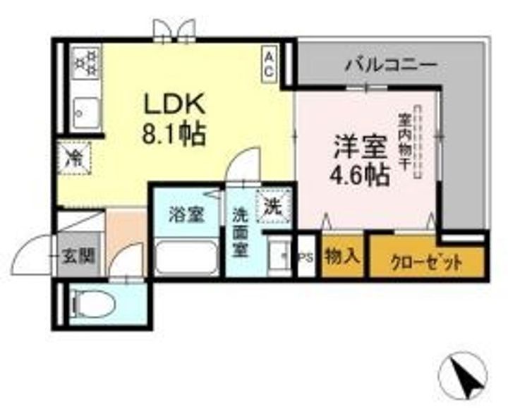 岡山県倉敷市川西町の賃貸アパートの間取り