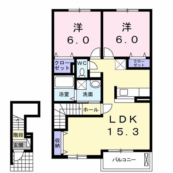 群馬県前橋市富士見町時沢(アパート)の賃貸物件の間取り
