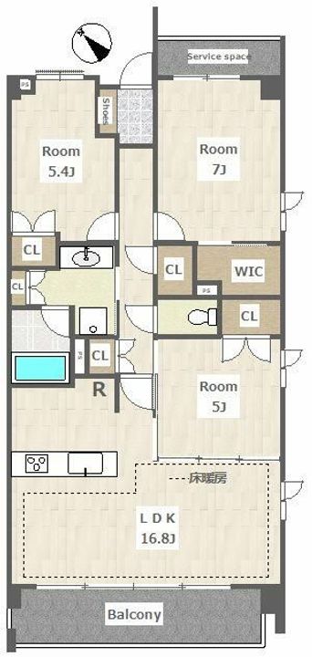 東京都世田谷区砧4(マンション)の賃貸物件の間取り