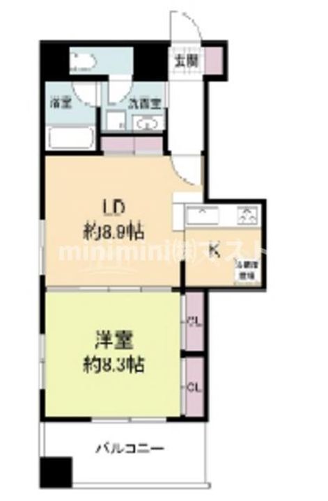 大阪府大阪市西区新町3(マンション)の賃貸物件の間取り