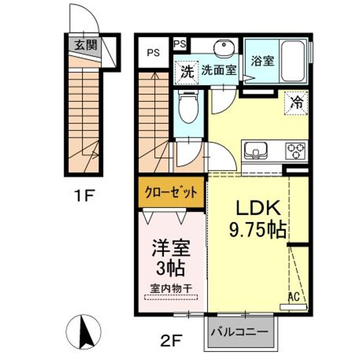 福島県いわき市小名浜野田字田中(アパート)の賃貸物件の間取り