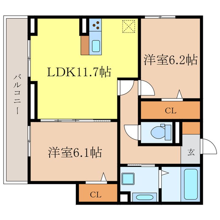 愛知県名古屋市名東区社が丘3(アパート)の賃貸物件の間取り