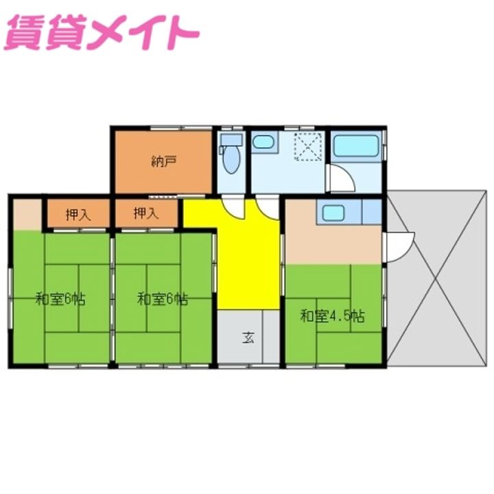 三重県津市大里窪田町(一戸建)の賃貸物件の間取り