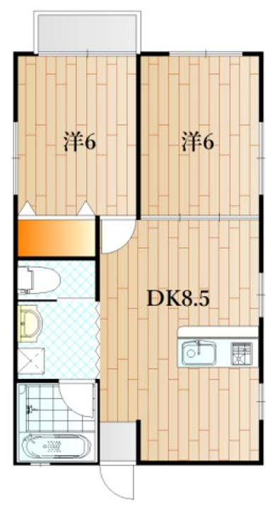 山口県下関市小月茶屋2(アパート)の賃貸物件の間取り