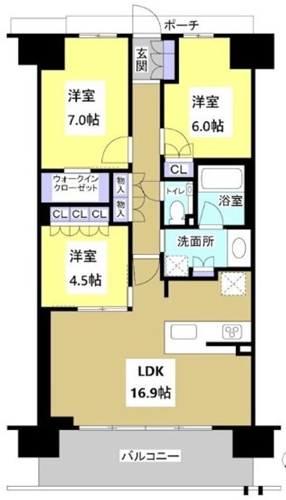 静岡県浜松市中央区天龍川町(マンション)の賃貸物件の間取り