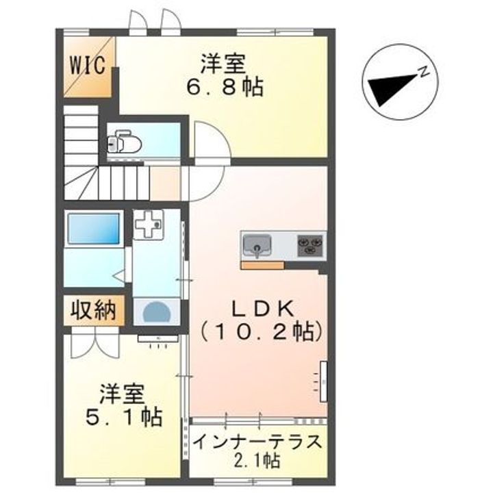 埼玉県深谷市原郷(アパート)の賃貸物件の間取り