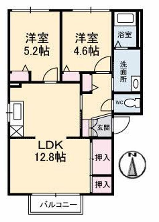 コーポ中的場 II棟の間取り