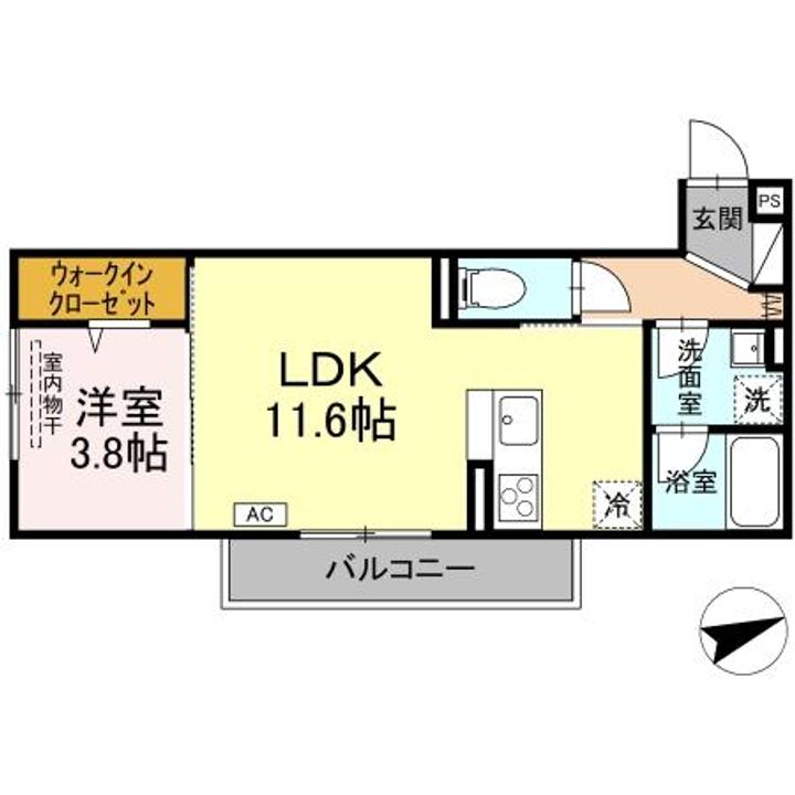 広島県福山市新涯町4(アパート)の賃貸物件の間取り