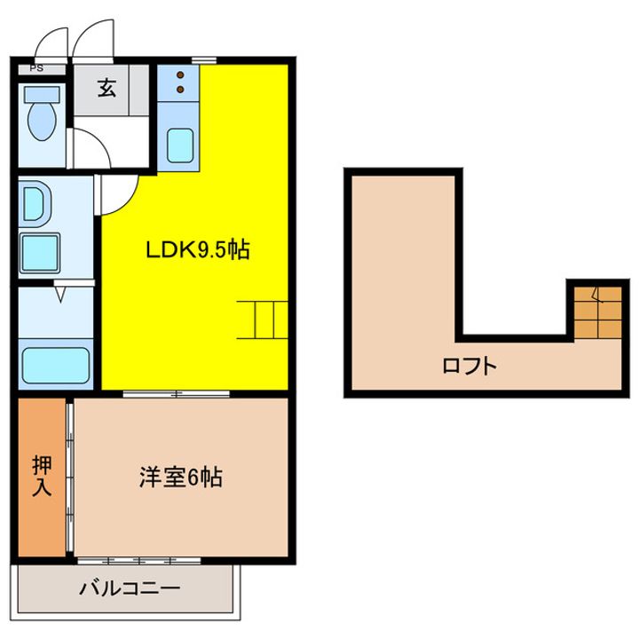 岐阜県岐阜市切通5(アパート)の賃貸物件の間取り