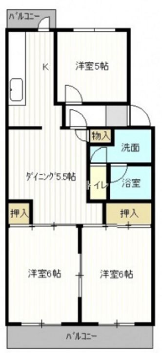 鈴が峰第5団地2号棟の間取り