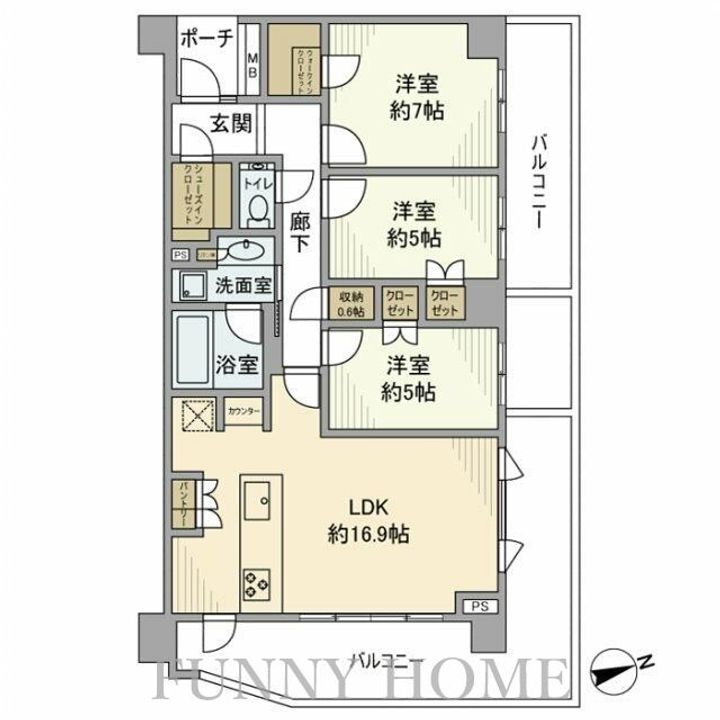 東京都世田谷区代田3(マンション)の賃貸物件の間取り
